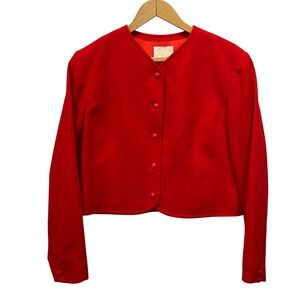 MCM Pendleton Red Wool Button Down Cropped Jacket Women's 14 USA VINTAGE (READ)
